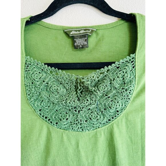 Eddie Bauer Casual Pima Cotton Embroidered Neckline 3/4 Sleeve Top, Size S - Picture 4 of 4